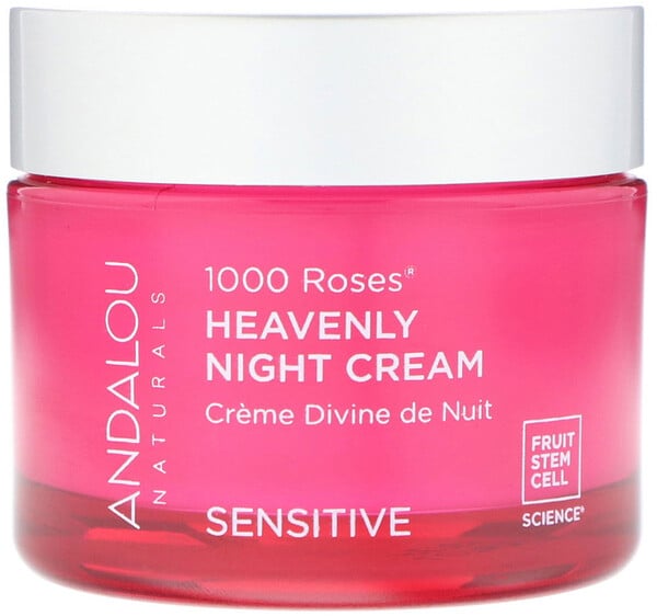 Andalou Naturals, Божественный ночной крем для чувствительной кожи, 1000 роз, 1.7 жидких унций (50 мл)