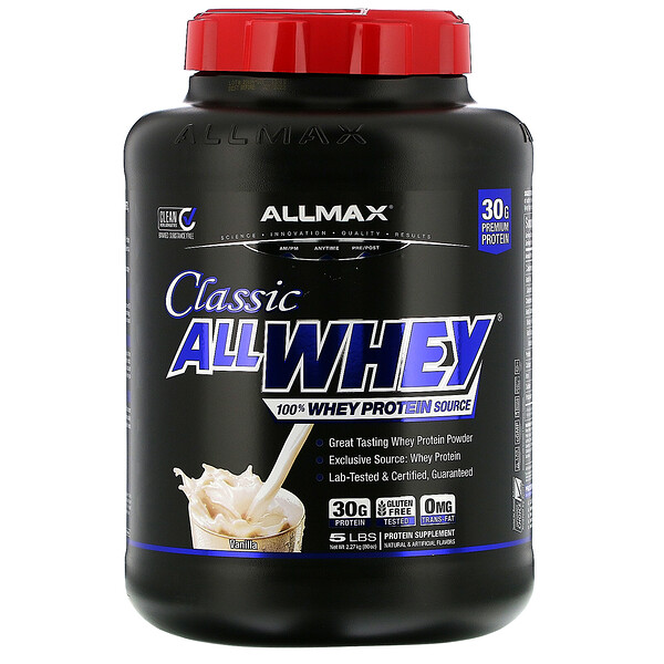 ALLMAX Nutrition, AllWhey Classic, 100%-ный сывороточный белок, французская ваниль, 5 фунтов (2,27 кг)