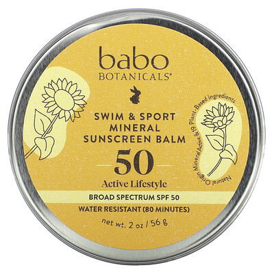 Babo Botanicals Минеральный солнцезащитный бальзам для плавания и спорта, SPF 50, без отдушек, 56 г (2 унции)
Babo Botanicals Минеральный солнцезащитный бальзам для плавания и спорта, SPF 50, без отдушек, 56 г (2 унции)