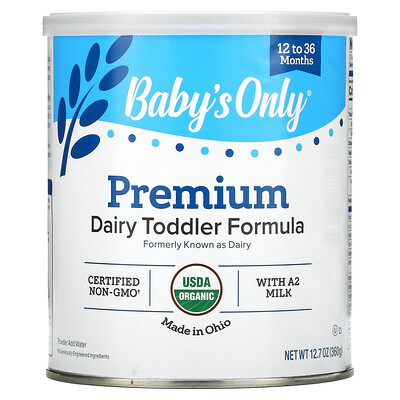 Nature's One, Baby's Only, Premium Dairy Toddler Formula, 12 to 36 Months, 12.7 oz (360 g)
Nature's One, Baby's Only, Premium Dairy Toddler Formula, 12 to 36 Months, 12.7 oz (360 g)