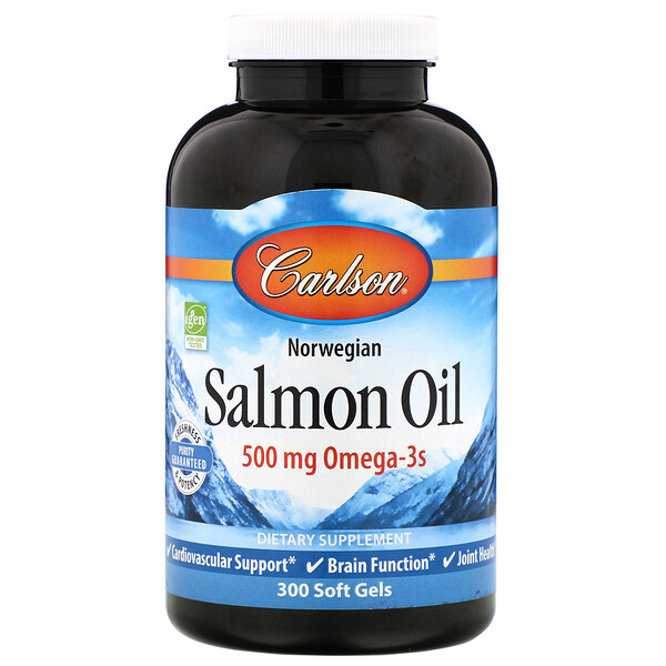 Carlson Labs, Norwegian, Salmon Oil, 500 mg, 300 Soft Gels