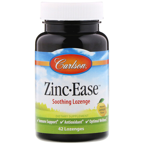 Carlson Labs Zinc Ease Soothing Lozenge Natural Lemon Flavor