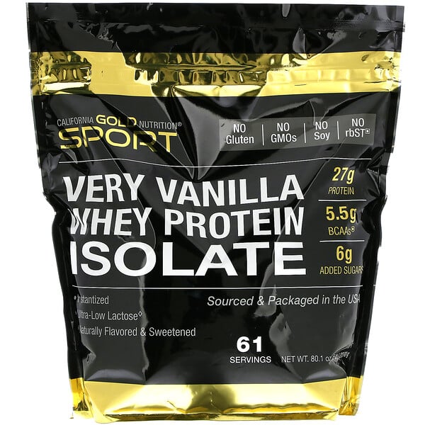 California Gold Nutrition, изолят сывороточного протеина с ванильным вкусом, 2270 г (5 фунтов)