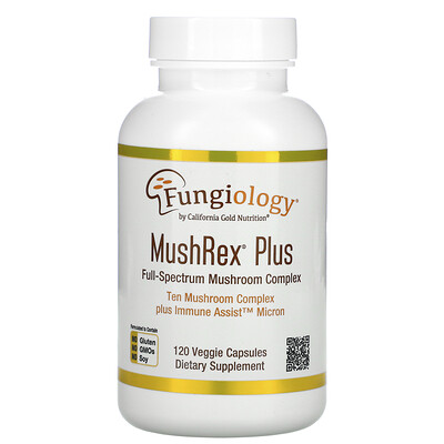 California Gold Nutrition Fungiology, MushRex Plus, Immune Assist Micron, комплекс грибов полного спектра, сертифицированный органический продукт, 120 капсул Plantcap
California Gold Nutrition Fungiology, MushRex Plus, Immune Assist Micron, комплекс грибов полного спектра, сертифицированный органический продукт, 120 капсул Plantcap
