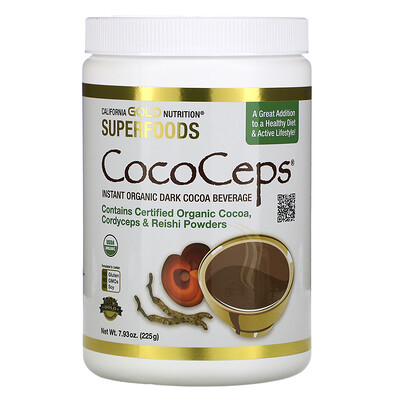 California Gold Nutrition CocoCeps, SUPERFOODS, органическое какао, кордицепс и рейши, 225 г (7,93 унции)
California Gold Nutrition CocoCeps, SUPERFOODS, органическое какао, кордицепс и рейши, 225 г (7,93 унции)