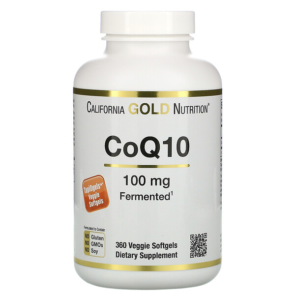 California Gold Nutrition, CoQ10, 100 мг, 360 растительных мягких желатиновых капсул