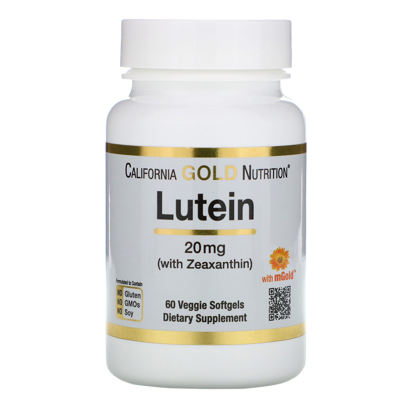 california gold nutrition, lutein with zeaxanthin, 20 mg, 60