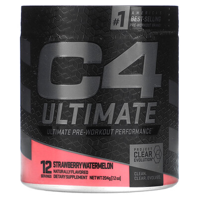 Cellucor C4 Ultimate, предтренировочная добавка, клубника и арбуз, 204 г (7,2 унции)
Cellucor C4 Ultimate, предтренировочная добавка, клубника и арбуз, 204 г (7,2 унции)