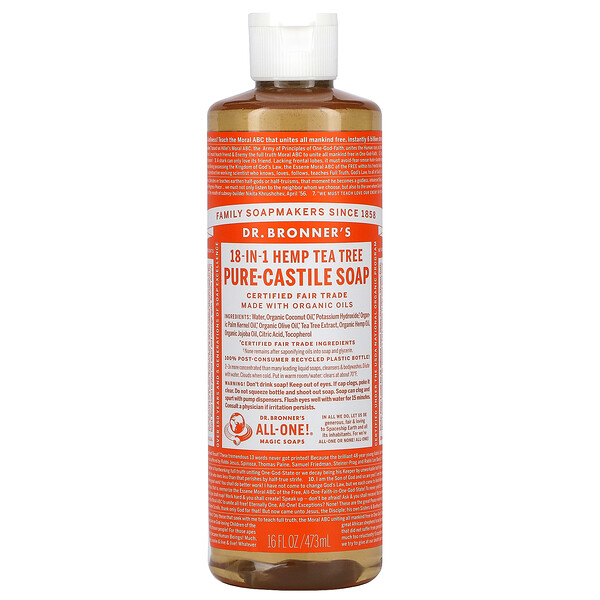 Dr Bronner S 18 In 1 Hemp Pure Castile Soap Tea Tree 16 Fl Oz 473 Ml