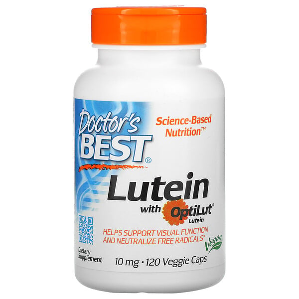 Doctor's Best, Лютеин с OptiLut, 10 мг, 120 растительных капсул