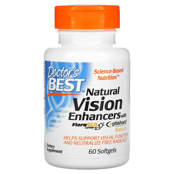 Doctor's Best, натуральные средства для улучшения зрения с лютеином FloraGlo, 60 мягких желатиновых капсул