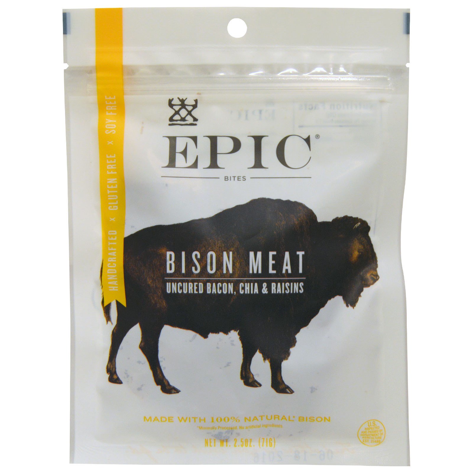 epic bar, bites, bison meat, uncured bacon, chia & raisins, 2.