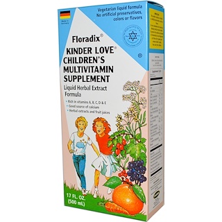 Flora, Floradix, Средство, которое любят дети, Мультивитаминная добавка для детей, 17 жидких унций (500 мл)