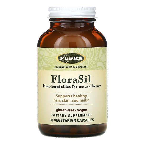 Flora, FloraSil, диоксид кремния растительного происхождения для естественной красоты, 90 вегетарианских капсул