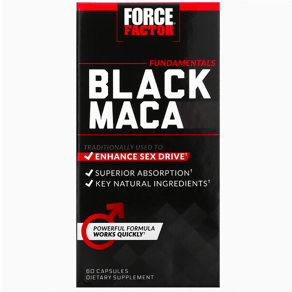 Force Factor, черная мака,1000 мг, 60 капсул