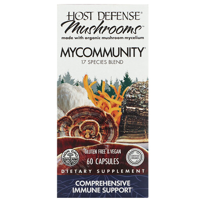 Fungi Perfecti MyCommunity, мультикомплекс из 17 видов грибов, 60 вегетарианских капсул
Fungi Perfecti MyCommunity, мультикомплекс из 17 видов грибов, 60 вегетарианских капсул