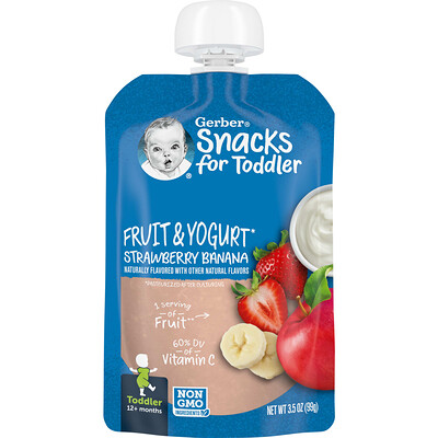 Gerber, Snacks for Toddler, 12+ Months, Fruit & Yogurt, Strawberry Banana, 3.5 oz (99 g)
Gerber, Snacks for Toddler, 12+ Months, Fruit & Yogurt, Strawberry Banana, 3.5 oz (99 g)