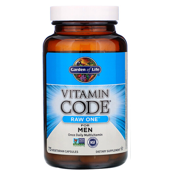 Garden of Life, Vitamin Code, RAW One, мультивитаминная добавка из сырых ингредиентов для мужчин (для приема 1 раз в день), 75 вегетарианских капсул