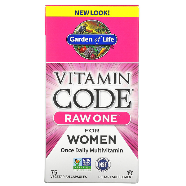Garden of Life, Vitamin Code, RAW One, мультивитаминная добавка для женщин (для приема 1 раз в день), 75 вегетарианских капсул