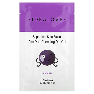 Idealove Superfood Skin Savior, Acai You Checking Me Out, 1 тканевая маска, 20 мл (0,68 жидк. Унции)
Idealove Superfood Skin Savior, Acai You Checking Me Out, 1 тканевая маска, 20 мл (0,68 жидк. Унции)