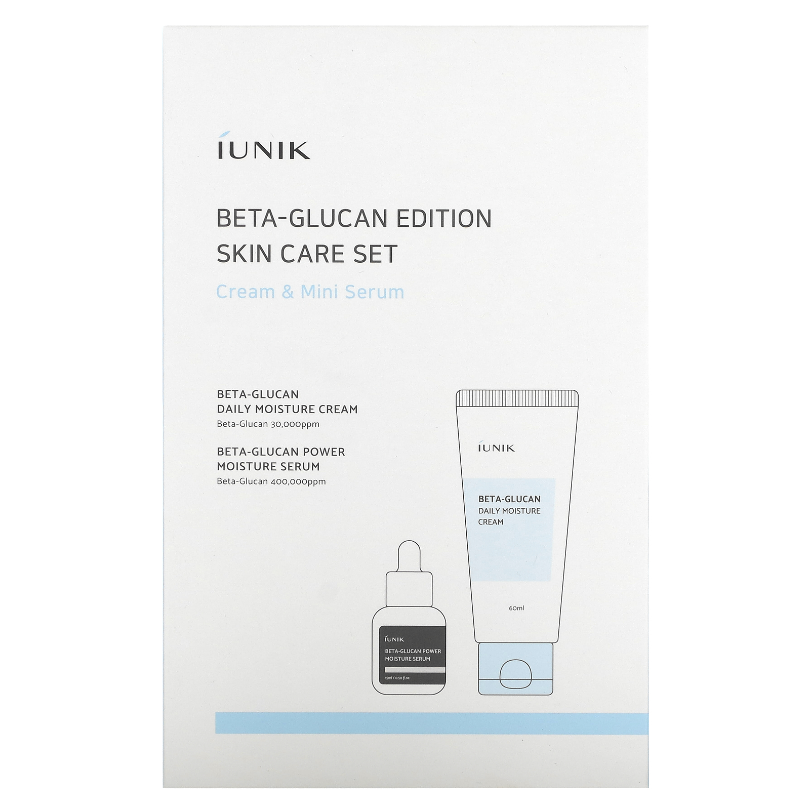 IUNIK Beta Glucan Edition Skin Care Set Cream Mini Serum 2 Piece Set