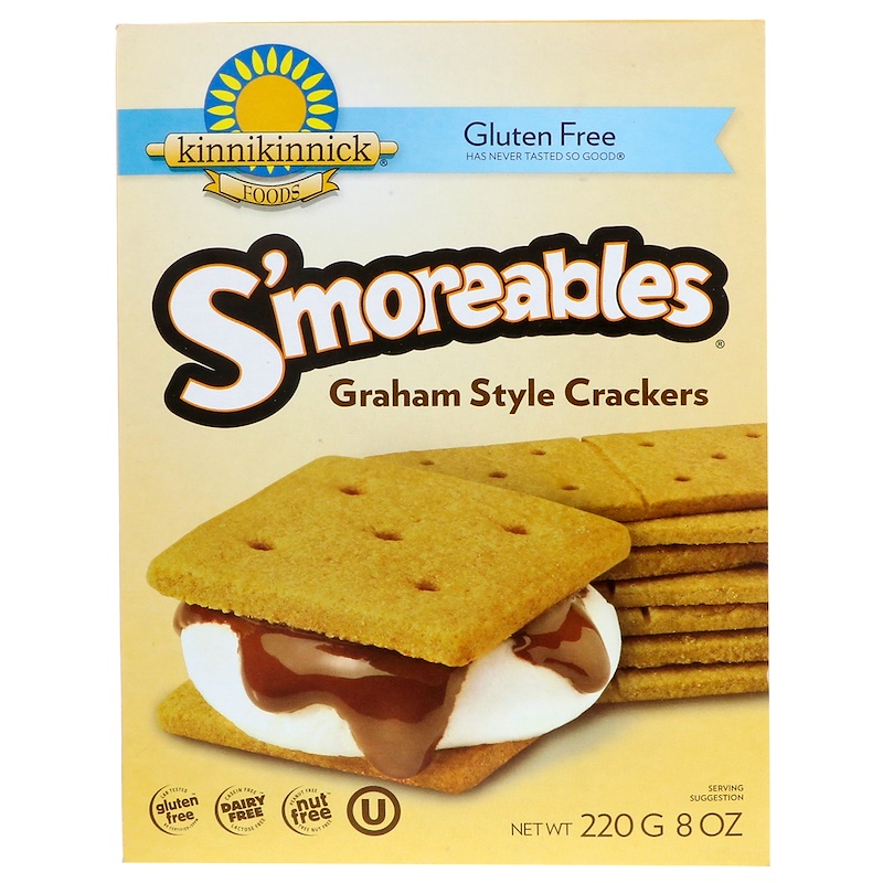 kinnikinnick foods, s"moreables, graham style crackers, 8 oz