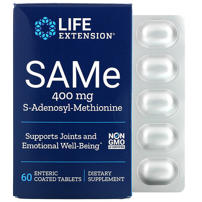 Life Extension SAMe, S-аденозил-метионин, 400 мг, 60 таблеток, покрытых кишечнорастворимой оболочкой
Life Extension SAMe, S-аденозил-метионин, 400 мг, 60 таблеток, покрытых кишечнорастворимой оболочкой
