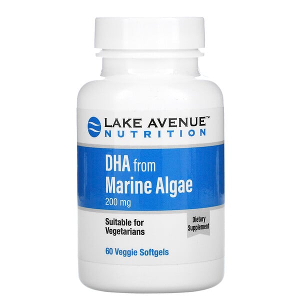 Lake Avenue Nutrition, ДГК из морских водорослей, растительные омега, 200 мг, 60 растительных мягких таблеток
