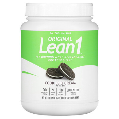 Lean1, Original, Fat Burning Meal Replacement Protein Shake, Cookies & Cream, 1.98 lb (900 g)
Lean1, Original, Fat Burning Meal Replacement Protein Shake, Cookies & Cream, 1.98 lb (900 g)