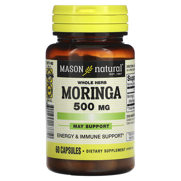 Mason Natural Whole Herb Moringa 500 Mg 60 Capsules