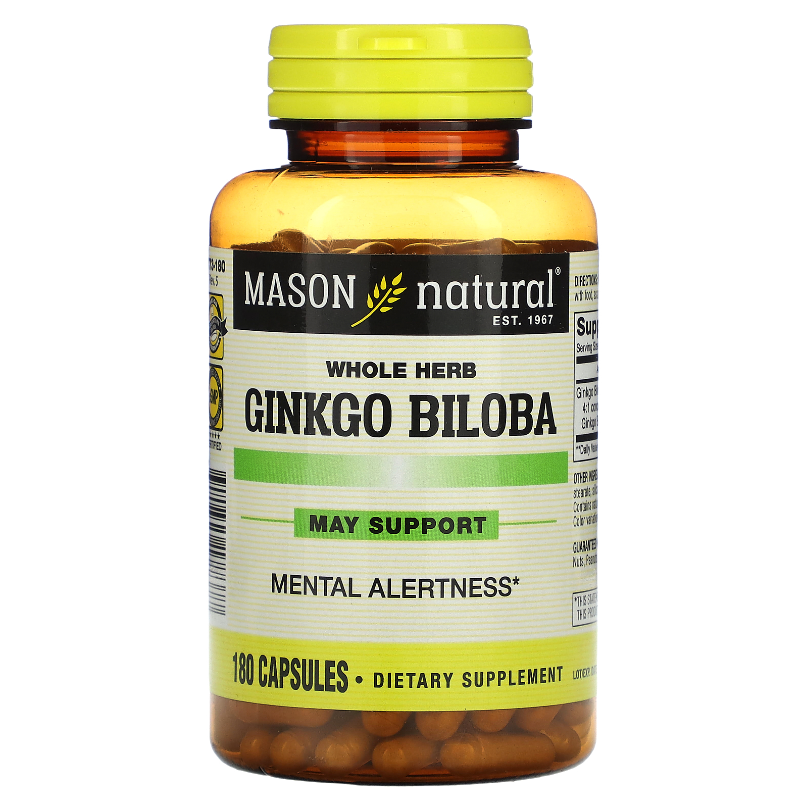 Mason Natural Whole Herb Ginkgo Biloba 180 Capsules