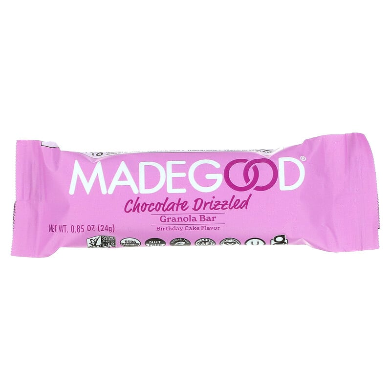 Madegood Granola Bars Chocolate Drizzled Birthday Cake Bars