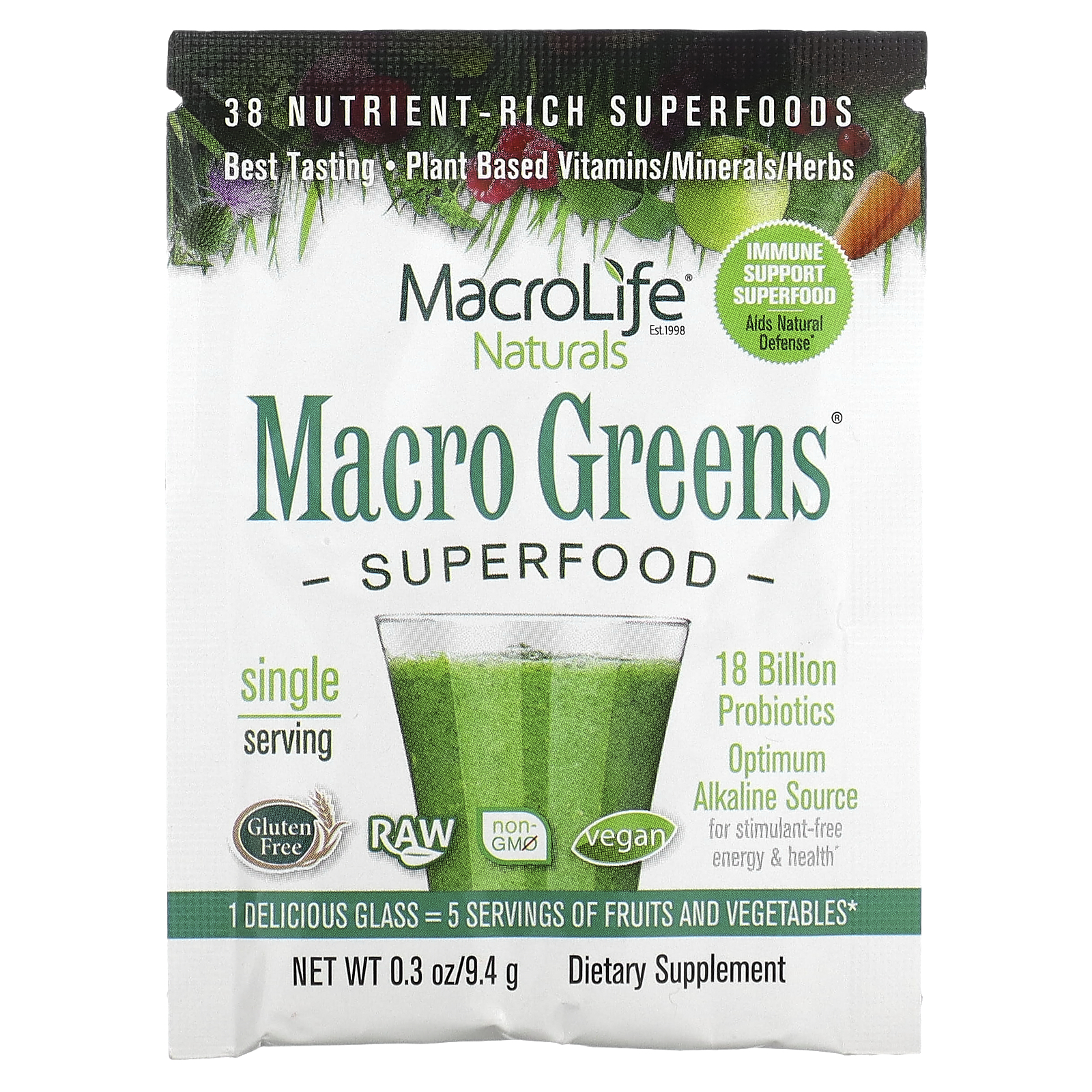 Macrolife Naturals Macro Greens Superfood 0 3 Oz 9 4 G