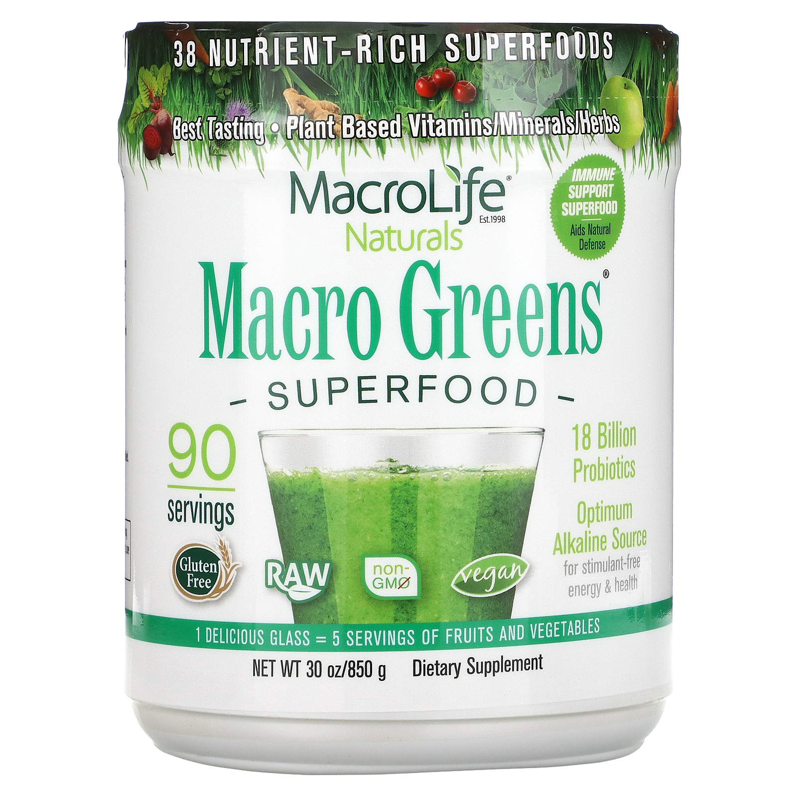 Macrolife Naturals Macro Greens Superfood 30 Oz 850 G