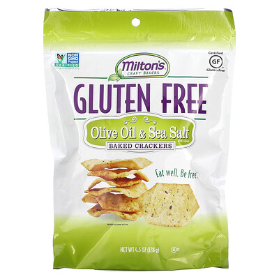 Milton's Craft Bakers, Gluten Free Baked Crackers, Olive Oil & Sea Salt with Olives, 4.5 oz (128 g)
Milton's Craft Bakers, Gluten Free Baked Crackers, Olive Oil & Sea Salt with Olives, 4.5 oz (128 g)
