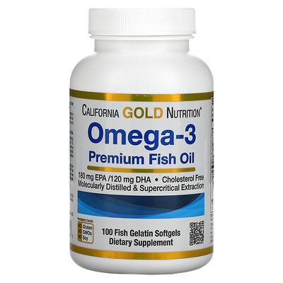 California Gold Nutrition омега-3, рыбий жир премиального качества, 100 капсул из рыбьего желатина
California Gold Nutrition омега-3, рыбий жир премиального качества, 100 капсул из рыбьего желатина