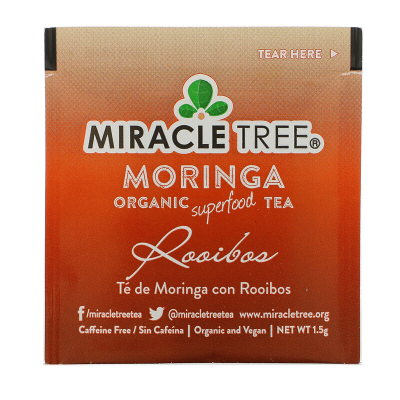 Miracle Tree Moringa Organic Superfood Tea Rooibos Caffeine Free 25