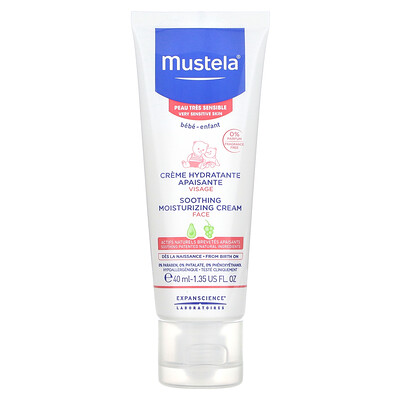 Mustela, Baby, Soothing Moisturizing Face Cream, Fragrance Free, 1.35 fl oz (40 ml)
Mustela, Baby, Soothing Moisturizing Face Cream, Fragrance Free, 1.35 fl oz (40 ml)