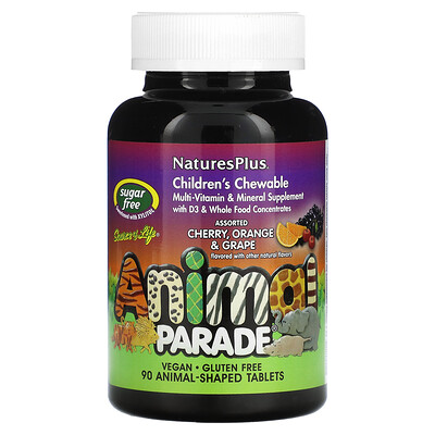 NaturesPlus Source of Life, Animal Parade, детские жевательные мультивитамины и минералы, различные натуральные ароматизаторы, 90 таблеток в форме животных
NaturesPlus Source of Life, Animal Parade, детские жевательные мультивитамины и минералы, различные натуральные ароматизаторы, 90 таблеток в форме животных