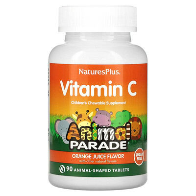 NaturesPlus Animal Parade, витамин C, жевательная добавка для детей, со вкусом апельсинового сока, без сахара, 90 таблеток в форме животных
NaturesPlus Animal Parade, витамин C, жевательная добавка для детей, со вкусом апельсинового сока, без сахара, 90 таблеток в форме животных