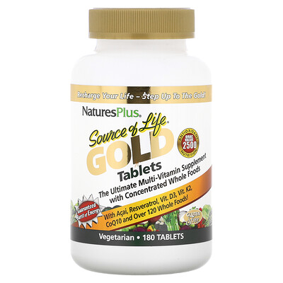 NaturesPlus Source of Life Gold Tablets Ultimate Multi-Vitamin Supplement 180 Tablets
NaturesPlus Source of Life Gold Tablets Ultimate Multi-Vitamin Supplement 180 Tablets