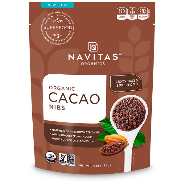 Navitas Organics, Органические ядра какао-бобов, 454 г