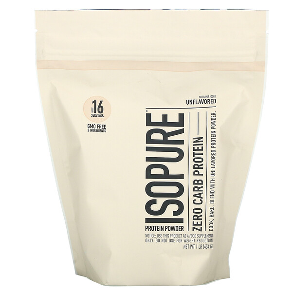 Isopure, Isopure Protein Powder, Zero Carb Protein, Unflavored, 1 lb (454 g)