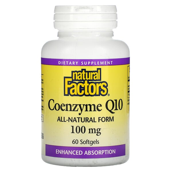 Natural Factors, Коэнзим Q10, 100 мг, 60 мягких желатиновых капсул
