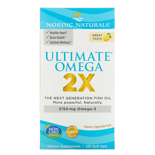 Nordic Naturals, Ultimate Omega 2X, 2150 мг, 120 мягких желатиновых капсул