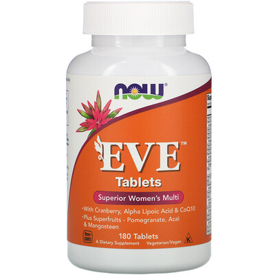 Now Foods Таблетки Eve, Улучшенный мультивитаминный комплекс для женщин, 180 таблеток
Now Foods Таблетки Eve, Улучшенный мультивитаминный комплекс для женщин, 180 таблеток