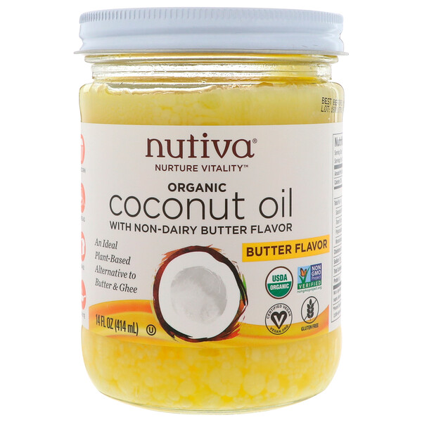 Nutiva, Органическое кокосовое масло, с ароматом сливочного масла, 414 мл (14 жидк. унций)