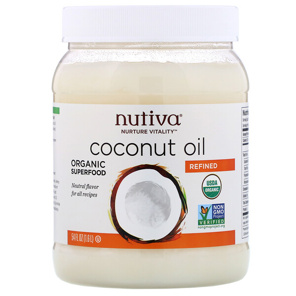 Nutiva, Органическое кокосовое масло, рафинированное, 1,6 л (54 жидк. унции)