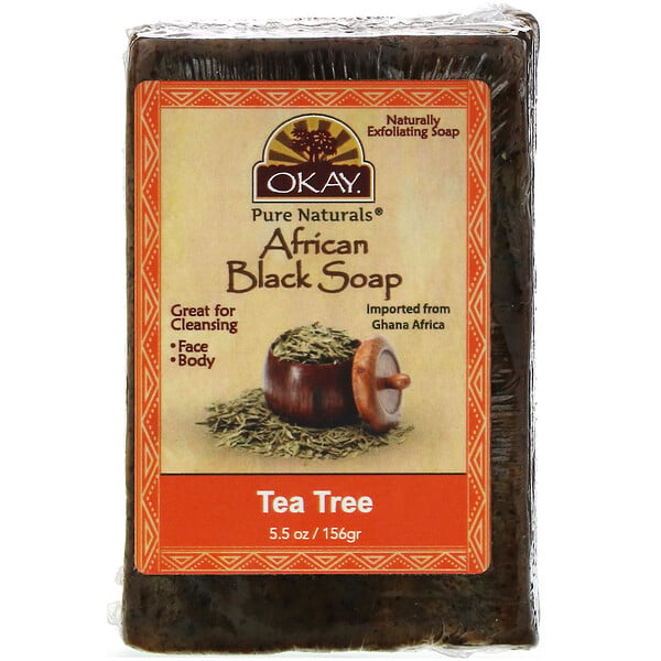 Okay Pure Naturals, African Black Soap, Tea Tree, 5.5 oz (156 g)