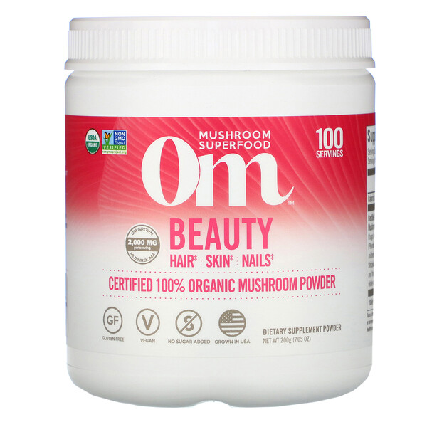 Organic Mushroom Nutrition, Beauty, Certified 100% Organic Mushroom Powder, 7.05 oz (200 g)